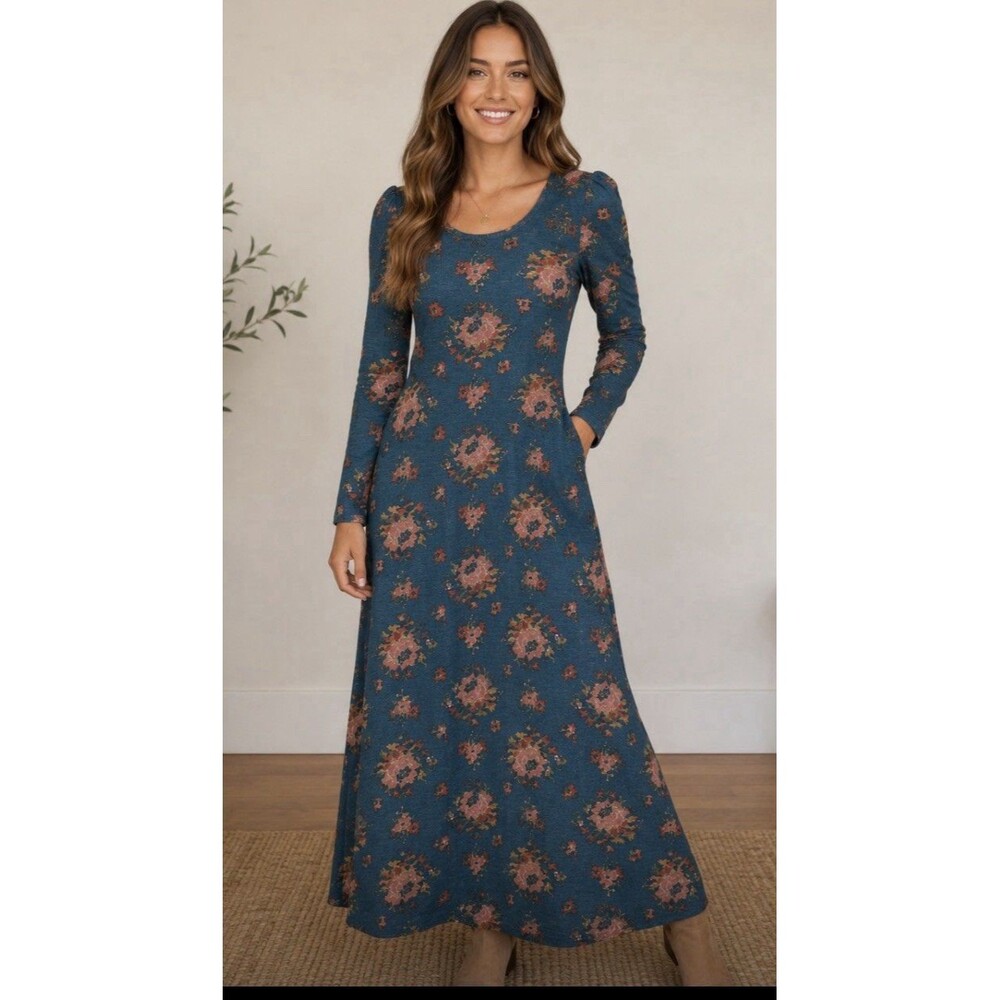 Vintage 70's Corky Craig California Floral Maxi Dress Hippie Boho Prairie Style